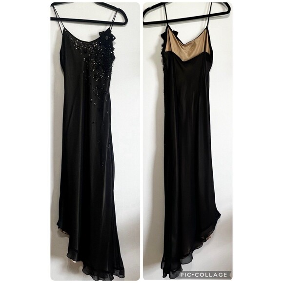 Joseph Ribkoff Dresses & Skirts - Joseph Ribkoff Vintage Cocktail Midi Gown Black Beaded Floral Women’s 6 RARE